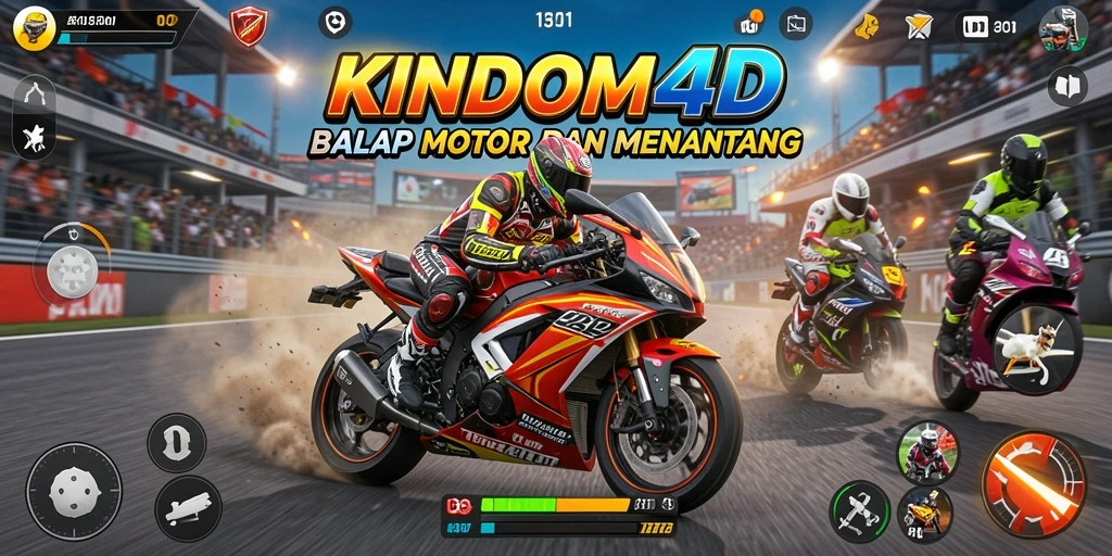 Tampilan menarik dari gameplay balap motor di KINDOM4D.